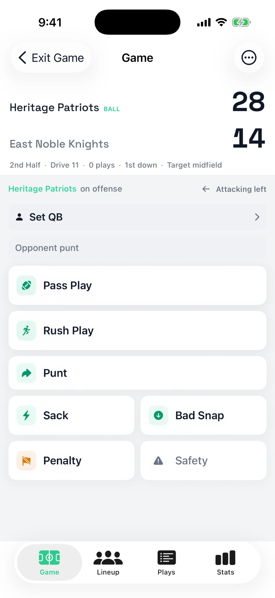 StatHawk live scoring screen during a high school game
