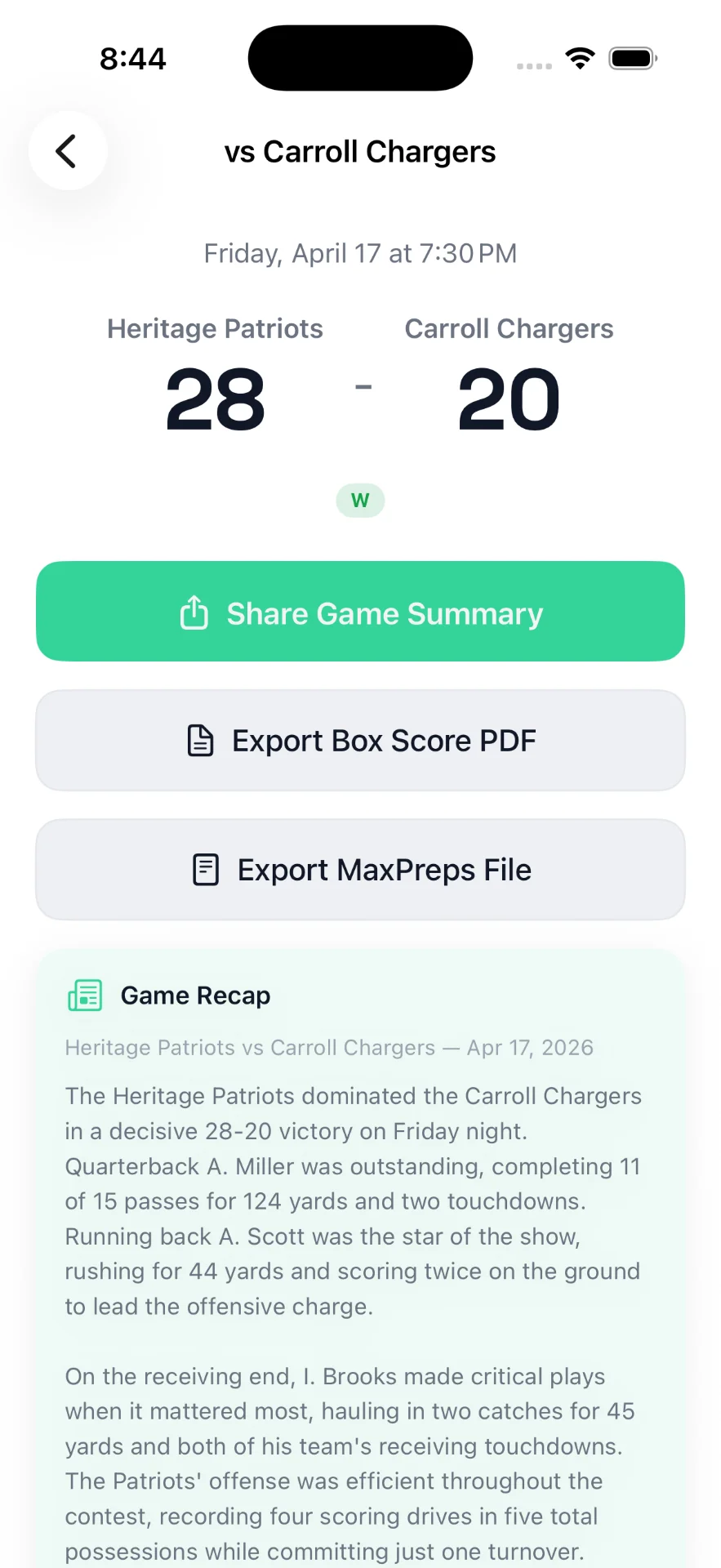 Exporting the MaxPreps file from StatHawk