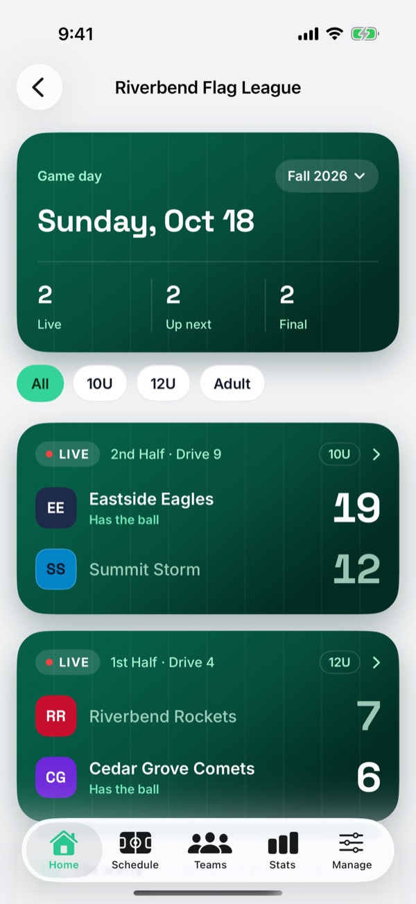 A league's game day hub in StatHawk