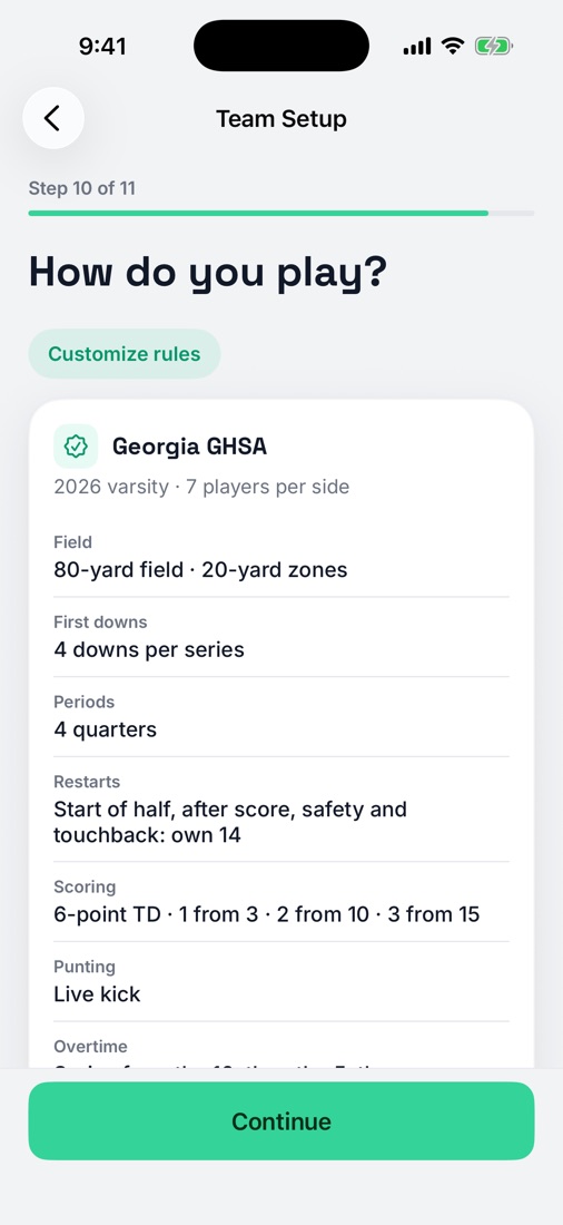 StatHawk team setup with the Georgia GHSA rule set